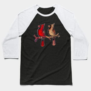 Red Cardinal birds Baseball T-Shirt